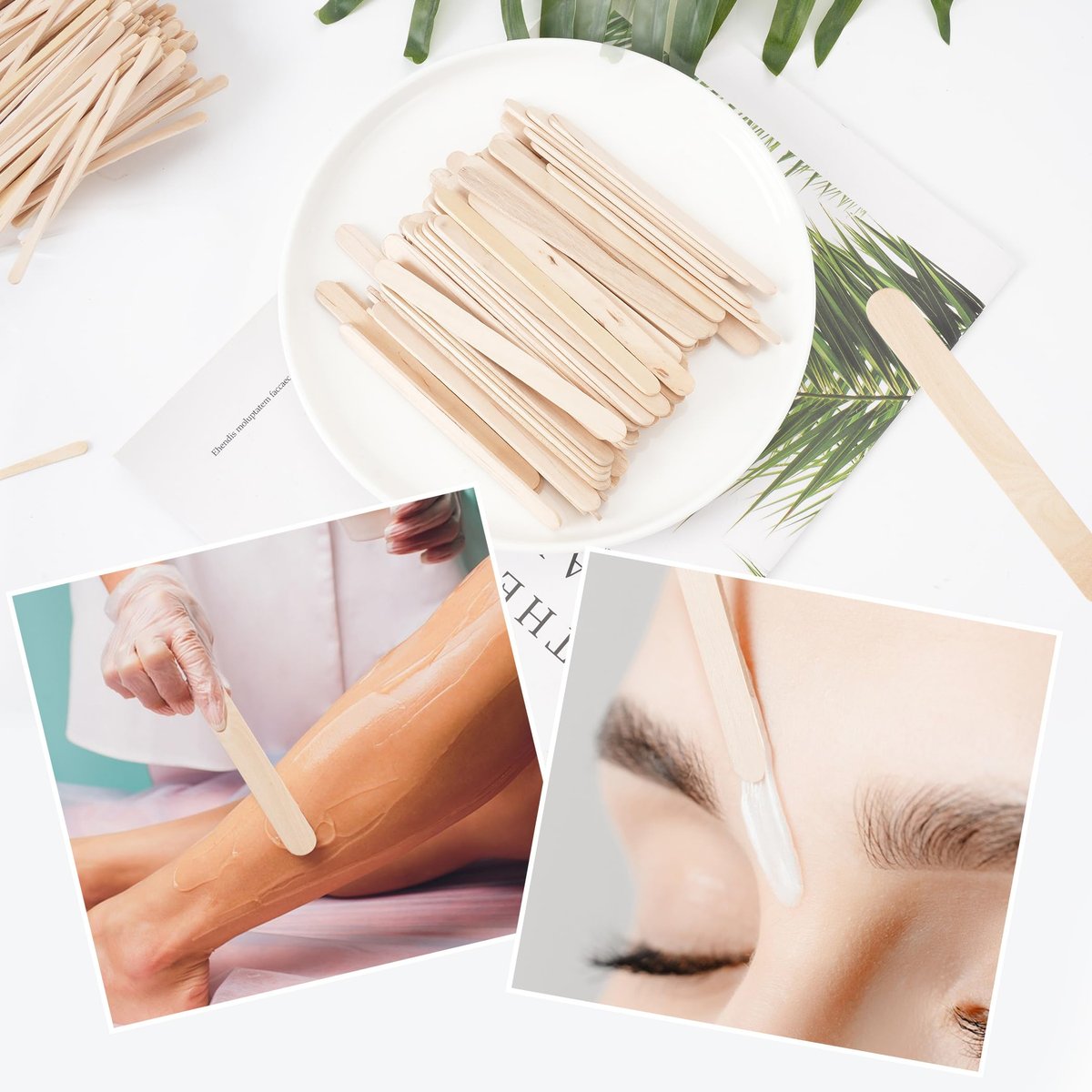 EWVVSS 4 Style 1000 Pcs Assorted Waxing Sticks - Birch Wood Applicators for Body, Legs, Face - Small, Medium, Large Sizes - görsel 9
