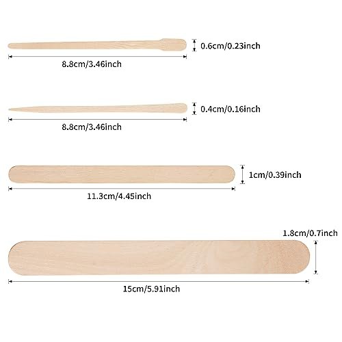 EWVVSS 4 Style 1000 Pcs Assorted Waxing Sticks - Birch Wood Applicators for Body, Legs, Face - Small, Medium, Large Sizes - görsel 6