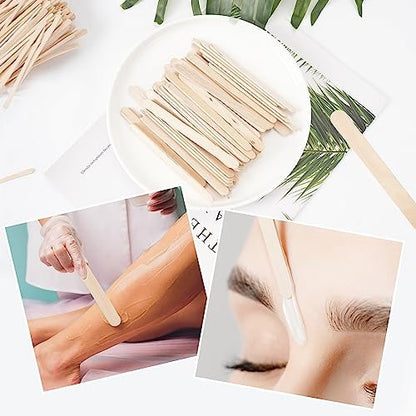 EWVVSS 4 Style 1000 Pcs Assorted Waxing Sticks - Birch Wood Applicators for Body, Legs, Face - Small, Medium, Large Sizes