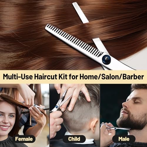 YUQGAOP Professional Hair Cutting Scissors Set - Stainless Steel Barber Shears for Women, Men & Kids - görsel 12