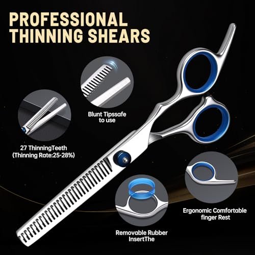 YUQGAOP Professional Hair Cutting Scissors Set - Stainless Steel Barber Shears for Women, Men & Kids - görsel 8