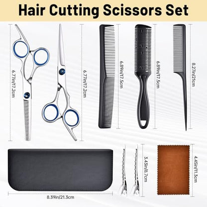 YUQGAOP Professional Hair Cutting Scissors Set - Stainless Steel Barber Shears for Women, Men & Kids