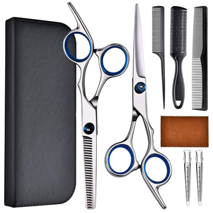 YUQGAOP Professional Hair Cutting Scissors Set - Stainless Steel Barber Shears for Women, Men & Kids
