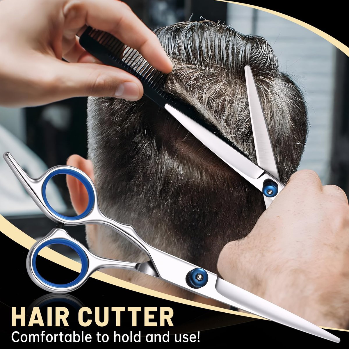 YUQGAOP Professional Hair Cutting Scissors Set - Stainless Steel Barber Shears for Women, Men & Kids - görsel 9