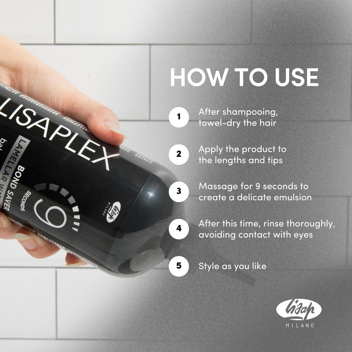 Lisap Lisaplex Bond Saver Lamellar Water - 9 Second Hair Repair, Detangling, Smooth Shine & Frizz Control, 8.45 fl oz Avelisse