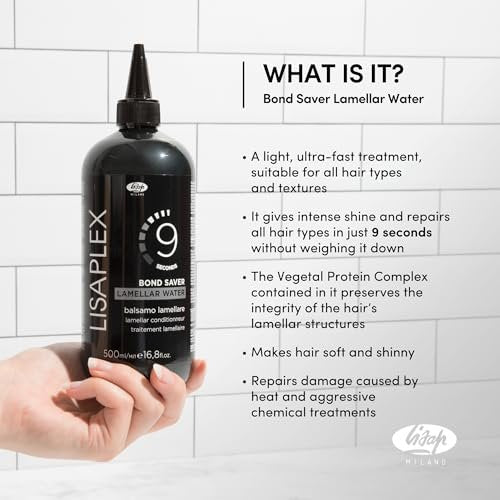 Lisap Lisaplex Bond Saver Lamellar Water - 9 Second Hair Repair, Detangling, Smooth Shine & Frizz Control, 8.45 fl oz Avelisse