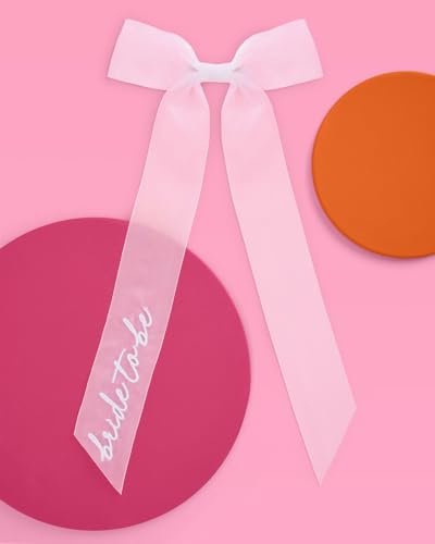 xo, Fetti Bride to Be Embroidered Hair Bow - White Organza Bachelorette Party Decorations, Bridal Shower Supplies, Wedding Hair Accessory - görsel 12