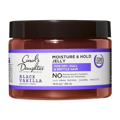 Carol's Daughter Black Vanilla Moisture and Hold Jelly, Hair Gel for Dry Hair with Shea Butter, Jojoba and Vanilla, 12 Fl Oz Avelisse
