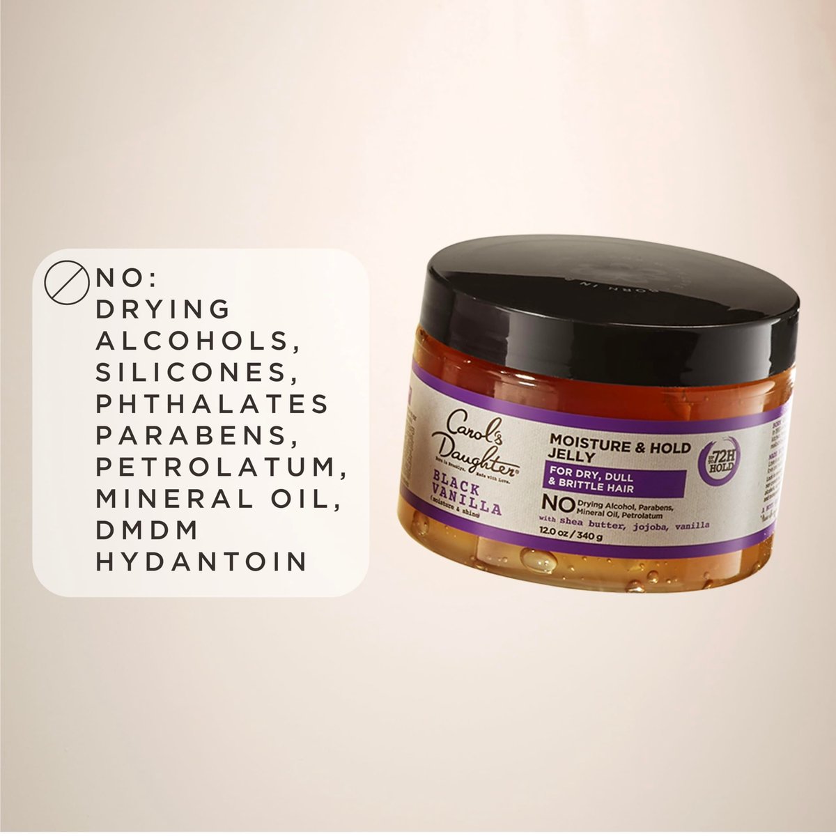 Carol's Daughter Black Vanilla Moisture and Hold Jelly, Hair Gel for Dry Hair with Shea Butter, Jojoba and Vanilla, 12 Fl Oz Avelisse