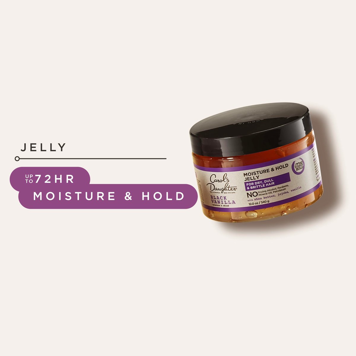 Carol's Daughter Black Vanilla Moisture and Hold Jelly, Hair Gel for Dry Hair with Shea Butter, Jojoba and Vanilla, 12 Fl Oz Avelisse