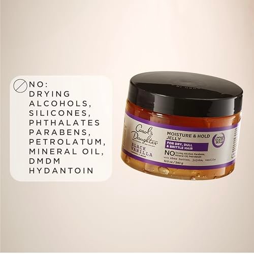 Carol's Daughter Black Vanilla Moisture and Hold Jelly, Hair Gel for Dry Hair with Shea Butter, Jojoba and Vanilla, 12 Fl Oz Avelisse
