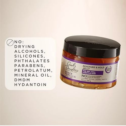 Carol's Daughter Black Vanilla Moisture and Hold Jelly, Hair Gel for Dry Hair with Shea Butter, Jojoba and Vanilla, 12 Fl Oz Avelisse
