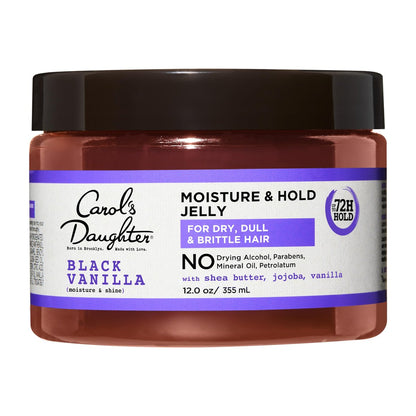 Carol's Daughter Black Vanilla Moisture and Hold Jelly, Hair Gel for Dry Hair with Shea Butter, Jojoba and Vanilla, 12 Fl Oz Avelisse