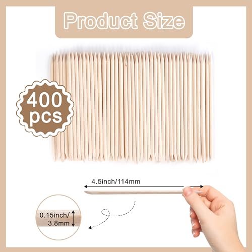 400 Pcs Orange Sticks for Nails, 4.5 Inch Wax Sticks for Waxing, Skin-Safe Cuticle Sticks for Nails Wood, Manicure Pedicure Tool for Manicure & Pedicure - görsel 4