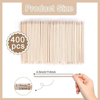 400 Pcs Orange Sticks for Nails, 4.5 Inch Wax Sticks for Waxing, Skin-Safe Cuticle Sticks for Nails Wood, Manicure Pedicure Tool for Manicure & Pedicure