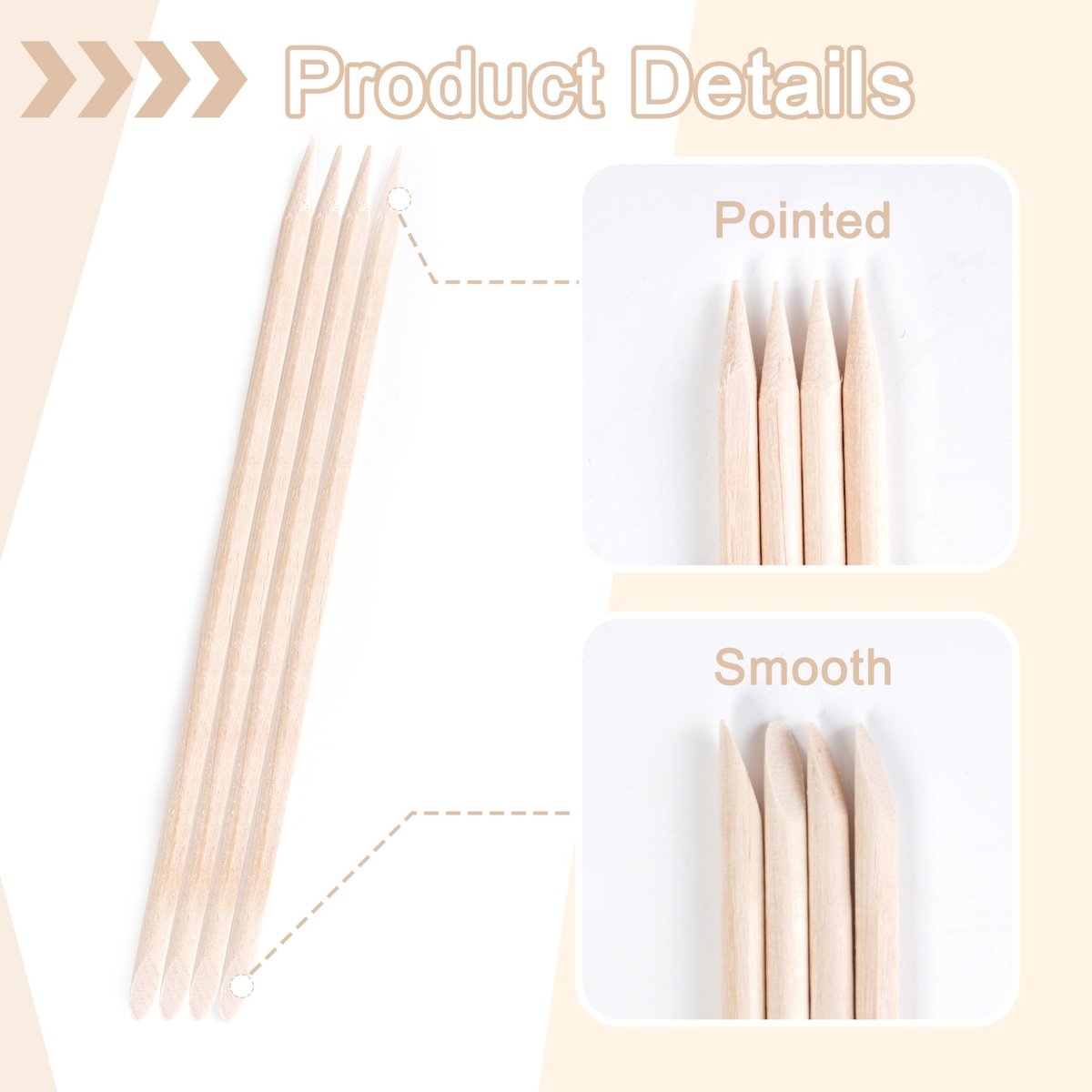 400 Pcs Orange Sticks for Nails, 4.5 Inch Wax Sticks for Waxing, Skin-Safe Cuticle Sticks for Nails Wood, Manicure Pedicure Tool for Manicure & Pedicure - görsel 5