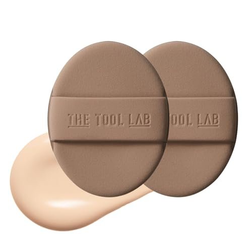THE TOOL LAB Long-lasting Tension Puff (Glow type, Oval) - 100% Pure Rubycell Makeup Sponge for Liquid Foundation, Cushion, Shading & Blusher - 2.6 inch Avelisse