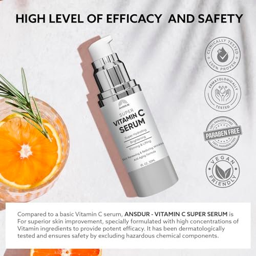 Super Vitamin C Serum for Women Over 70 - Anti-Aging Face Serum with Niacinamide, Bakuchiol, Hyaluronic Acid - Hydrating, Lifting, Reduces Aging Spots and Wrinkles - Korean Skin Care, 1 fl oz Avelisse