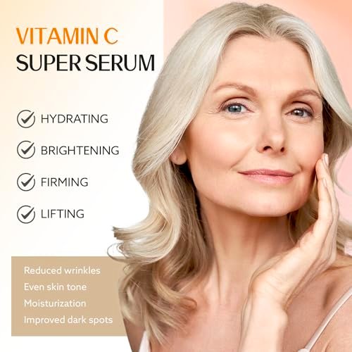 Super Vitamin C Serum for Women Over 70 - Anti-Aging Face Serum with Niacinamide, Bakuchiol, Hyaluronic Acid - Hydrating, Lifting, Reduces Aging Spots and Wrinkles - Korean Skin Care, 1 fl oz Avelisse