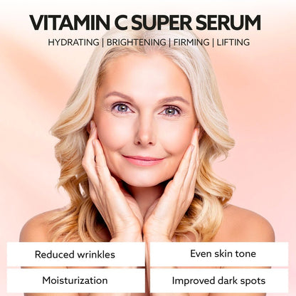 Super Vitamin C Serum for Women Over 70 - Anti-Aging Face Serum with Niacinamide, Bakuchiol, Hyaluronic Acid - Hydrating, Lifting, Reduces Aging Spots and Wrinkles - Korean Skin Care, 1 fl oz Avelisse