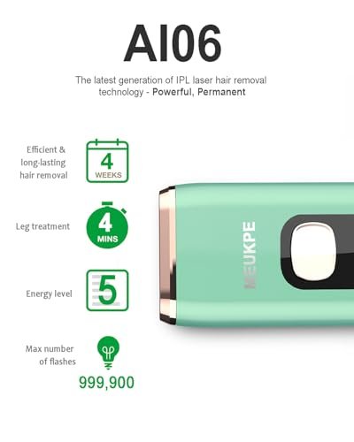 MEUKPE IPL Hair Removal Device AI06 - Permanent Hair Removal for Face, Legs, Arms & Bikini Line - Green Avelisse