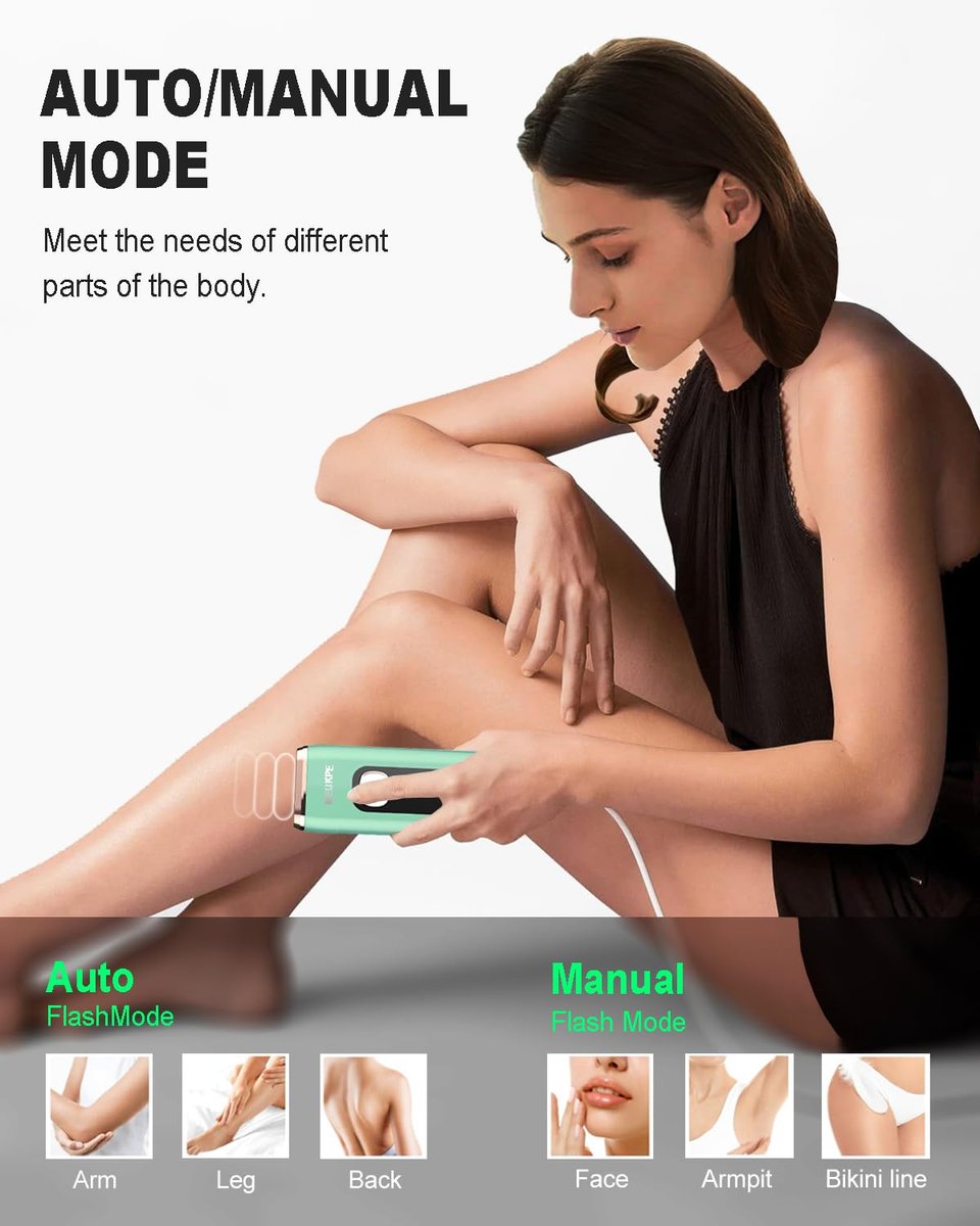 MEUKPE IPL Hair Removal Device AI06 - Permanent Hair Removal for Face, Legs, Arms & Bikini Line - Green Avelisse