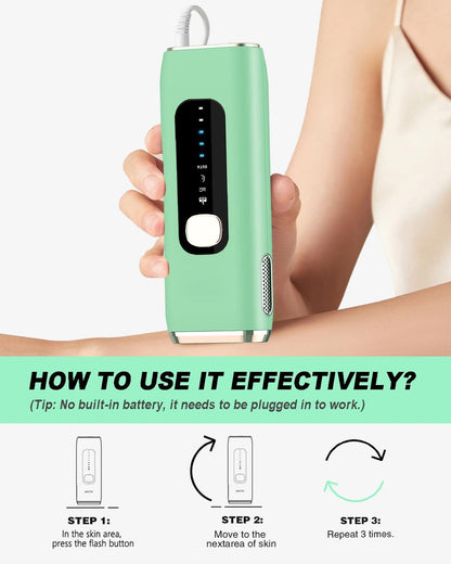 MEUKPE IPL Hair Removal Device AI06 - Permanent Hair Removal for Face, Legs, Arms & Bikini Line - Green Avelisse