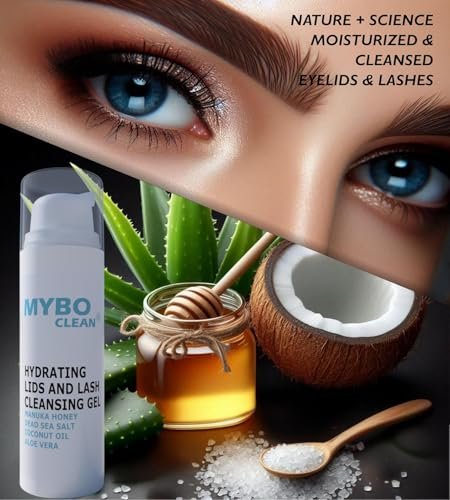 Mybo Clean Eyelid Cleansing Brush for Sensitive Skin + Hydrating Lids & Lash Cleansing Gel + Travel Bag – Gentle Eye Care Set Avelisse