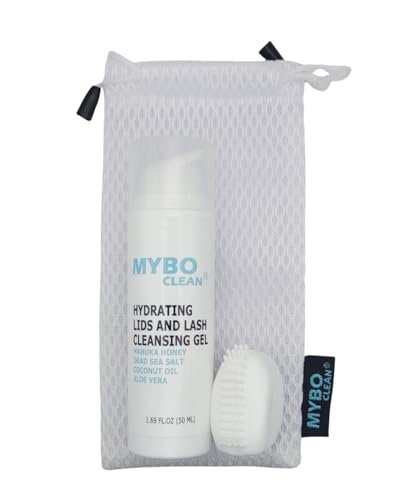 Mybo Clean Eyelid Cleansing Brush for Sensitive Skin + Hydrating Lids & Lash Cleansing Gel + Travel Bag – Gentle Eye Care Set Avelisse