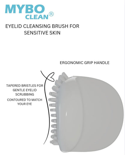 Mybo Clean Eyelid Cleansing Brush for Sensitive Skin + Hydrating Lids & Lash Cleansing Gel + Travel Bag – Gentle Eye Care Set Avelisse