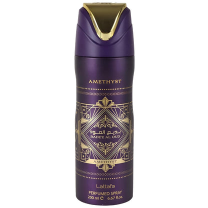Lattafa Bade'e Al Oud Amethyst – Floral, Spicy, Woody, Sweet Perfumed Deodorant Spray for Unisex, 200 ml
