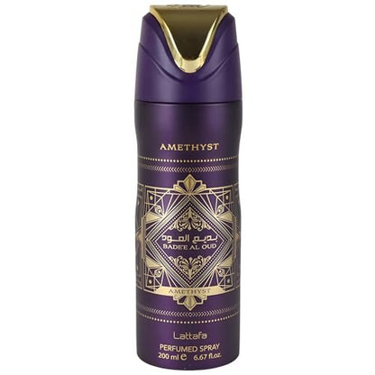 Lattafa Bade'e Al Oud Amethyst – Floral, Spicy, Woody, Sweet Perfumed Deodorant Spray for Unisex, 200 ml