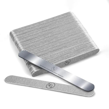 MGart Nail File 180 Grit Professional Russian Manicure Reusable Peel and Stick Nail Files - 50 Pcs + Metal Board Set Avelisse