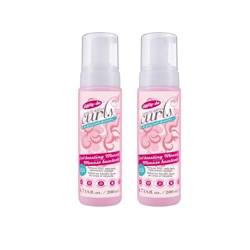 Dippity Do Girls With Curls Curl Enhancing Mousse, Light, 3-in-1 Defining Foaming Mousse for Curly Wavy Hair, Hibiscus & Olive Oil, Anti Frizz Bouncy Curls, Alcohol Free, 2 Pack Avelisse