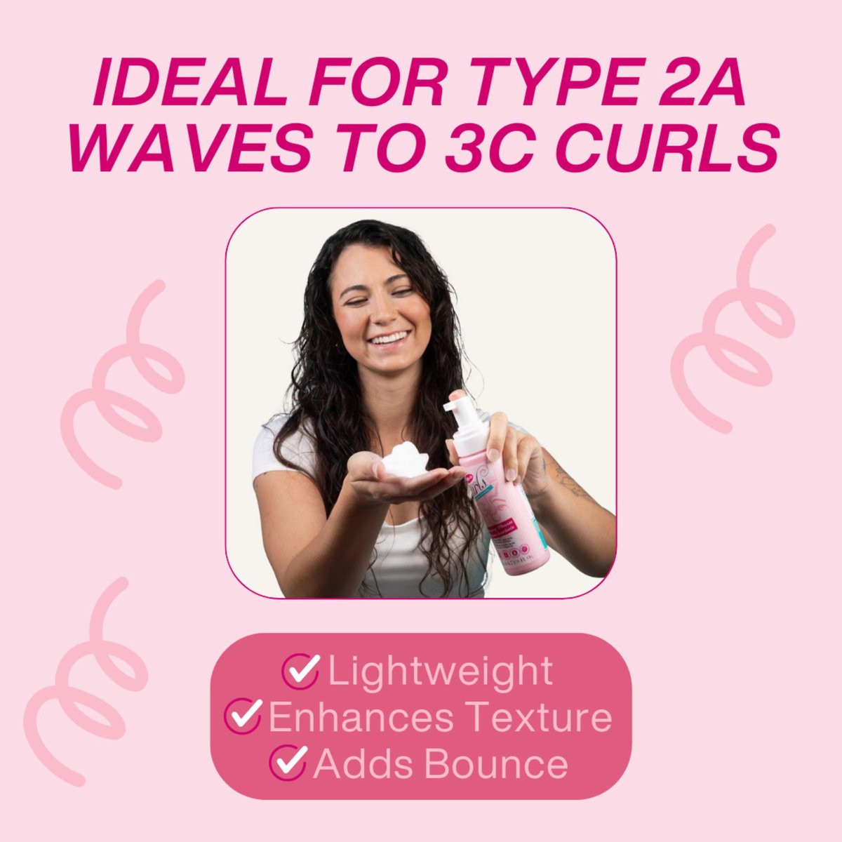 Dippity Do Girls With Curls Curl Enhancing Mousse, Light, 3-in-1 Defining Foaming Mousse for Curly Wavy Hair, Hibiscus & Olive Oil, Anti Frizz Bouncy Curls, Alcohol Free, 2 Pack Avelisse