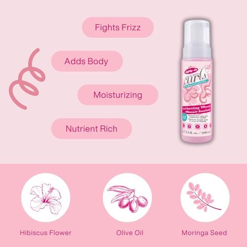 Dippity Do Girls With Curls Curl Enhancing Mousse, Light, 3-in-1 Defining Foaming Mousse for Curly Wavy Hair, Hibiscus & Olive Oil, Anti Frizz Bouncy Curls, Alcohol Free, 2 Pack Avelisse