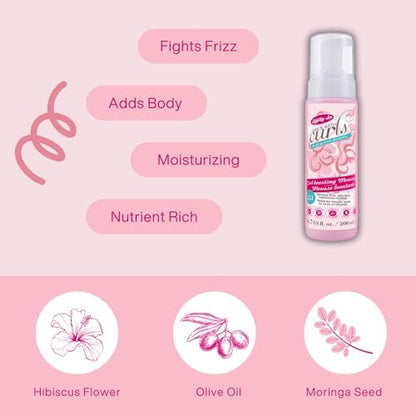 Dippity Do Girls With Curls Curl Enhancing Mousse, Light, 3-in-1 Defining Foaming Mousse for Curly Wavy Hair, Hibiscus & Olive Oil, Anti Frizz Bouncy Curls, Alcohol Free, 2 Pack Avelisse