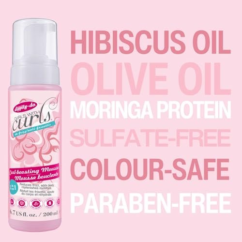 Dippity Do Girls With Curls Curl Enhancing Mousse, Light, 3-in-1 Defining Foaming Mousse for Curly Wavy Hair, Hibiscus & Olive Oil, Anti Frizz Bouncy Curls, Alcohol Free, 2 Pack Avelisse