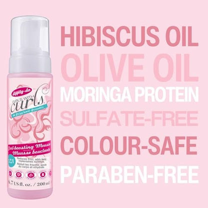 Dippity Do Girls With Curls Curl Enhancing Mousse, Light, 3-in-1 Defining Foaming Mousse for Curly Wavy Hair, Hibiscus & Olive Oil, Anti Frizz Bouncy Curls, Alcohol Free, 2 Pack Avelisse