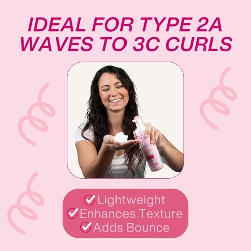 Dippity Do Girls With Curls Curl Enhancing Mousse, Light, 3-in-1 Defining Foaming Mousse for Curly Wavy Hair, Hibiscus & Olive Oil, Anti Frizz Bouncy Curls, Alcohol Free, 2 Pack Avelisse