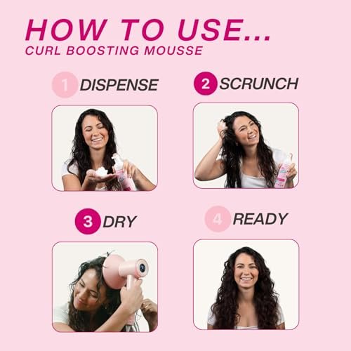 Dippity Do Girls With Curls Curl Enhancing Mousse, Light, 3-in-1 Defining Foaming Mousse for Curly Wavy Hair, Hibiscus & Olive Oil, Anti Frizz Bouncy Curls, Alcohol Free, 2 Pack Avelisse