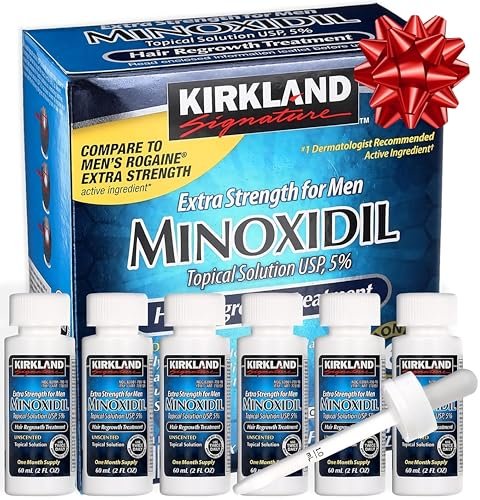 Kirkland Minoxidil Liquid Extra Strength Hair Regrowth Treatment for Men, 5% Topical Solution, 6 Months Supply with Dropper Applicator and Bonus Guide Avelisse