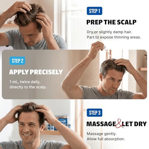 Kirkland Minoxidil Liquid Extra Strength Hair Regrowth Treatment for Men, 5% Topical Solution, 6 Months Supply with Dropper Applicator and Bonus Guide Avelisse