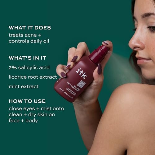 ITK Skincare 2% Salicylic Acid Spray for Face & Body Acne - Blemish-Fighting Treatment for Body Acne, Bacne, Blackheads, Pimples & Blemishes - BHA Blemish Facial Mist Post Workout - 3.3oz Spray Bottle - görsel 11