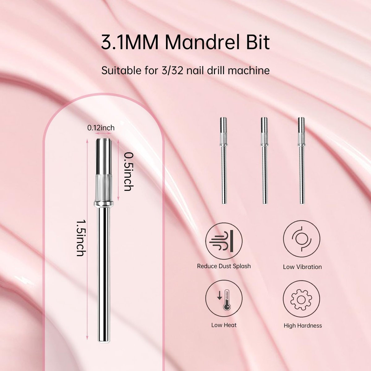 CORFULRA Mandrel Bits for Small Sanding Bands – 3.1mm Shank Nail Drill Bits for Acrylic, Gel, and Natural Nails (3 Pack) - görsel 3