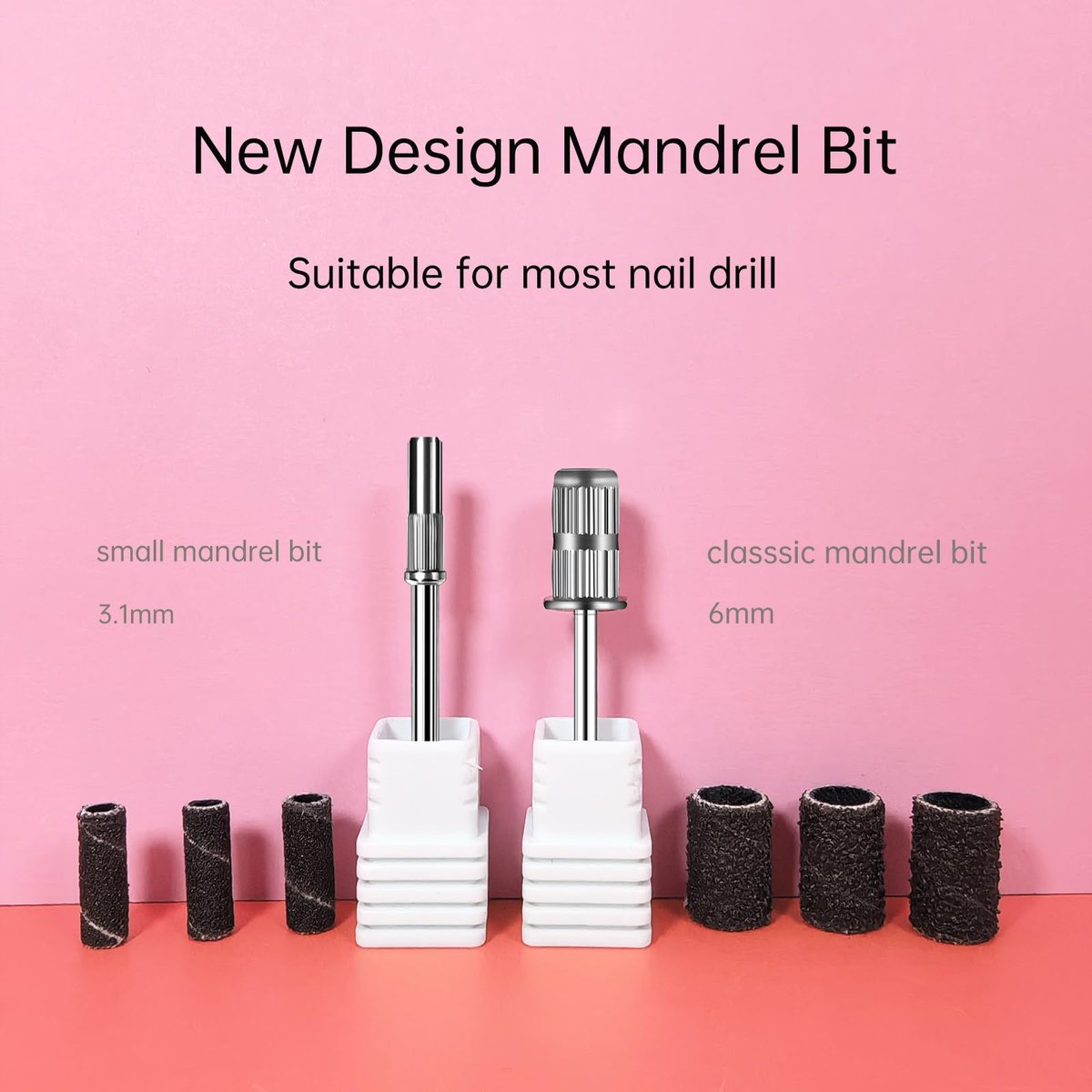 CORFULRA Mandrel Bits for Small Sanding Bands – 3.1mm Shank Nail Drill Bits for Acrylic, Gel, and Natural Nails (3 Pack) - görsel 5