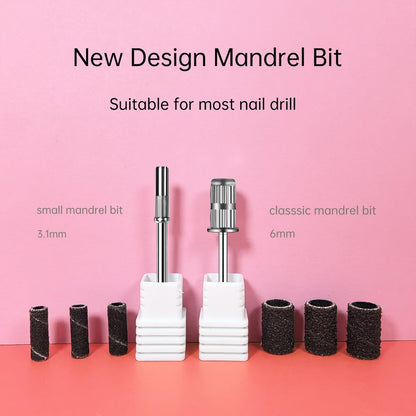 CORFULRA Mandrel Bits for Small Sanding Bands – 3.1mm Shank Nail Drill Bits for Acrylic, Gel, and Natural Nails (3 Pack)