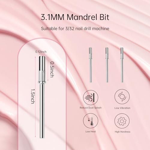 CORFULRA Mandrel Bits for Small Sanding Bands – 3.1mm Shank Nail Drill Bits for Acrylic, Gel, and Natural Nails (3 Pack) - görsel 4