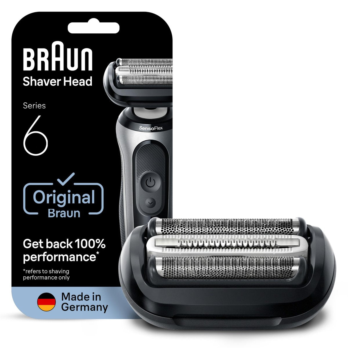 Braun Series 6 Electric Shaver Replacement Head with Sensitive Skinguard, 64B, Black - Compatible with New Generation Series 6 Shavers Avelisse