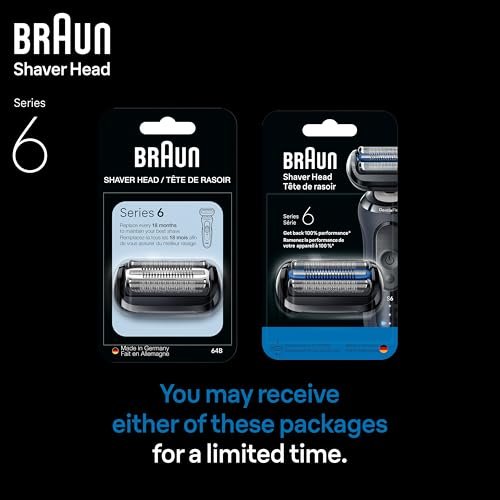 Braun Series 6 Electric Shaver Replacement Head with Sensitive Skinguard, 64B, Black - Compatible with New Generation Series 6 Shavers Avelisse